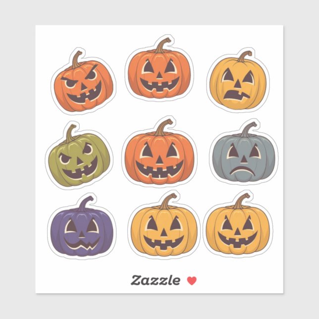 Sticker Feuille d'autocollant du Citrouille d'Halloween (Feuille)