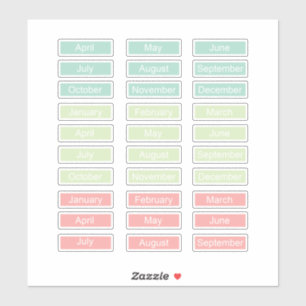 Sticker Feuille d'autocollant du planificateur Mois Pastel