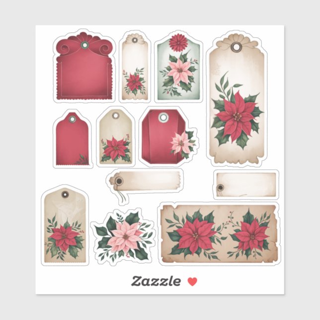 Sticker Feuille d'autocollant Festitia Poinsettia Floral E (Feuille)