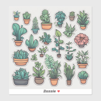 Sticker Feuille d'autocollant plante mignon