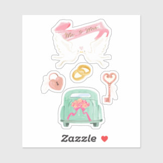 Sticker Feuille d'autocollant Scrapbooking juste marié