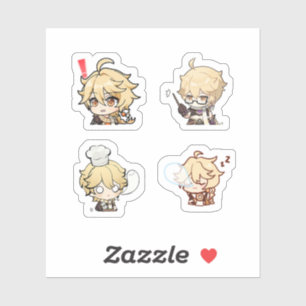 Sticker Feuille d'autocollants Aether Genshin Impact 4 piè