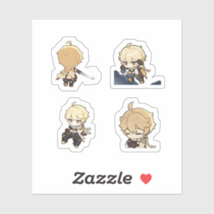 Sticker Feuille d'autocollants Aether Genshin Impact 4 piè