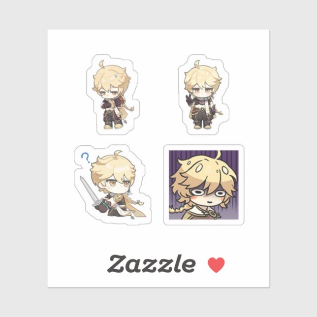 Sticker Feuille d'autocollants Aether Genshin Impact 4 piè (Feuille)