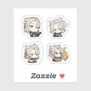 Sticker Feuille d'autocollants Albedo Genshin Impact 4 piè