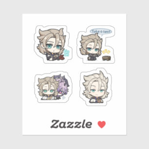 Sticker Feuille d'autocollants Albedo Genshin Impact 4 piè