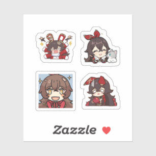 Sticker Feuille d'autocollants Amber Genshin Impact 4 pièc