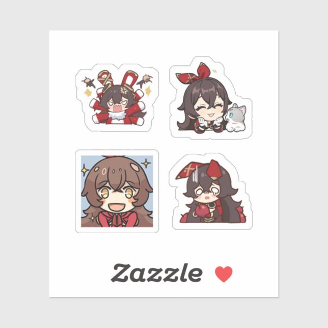 Sticker Feuille d'autocollants Amber Genshin Impact 4 pièc (Feuille)