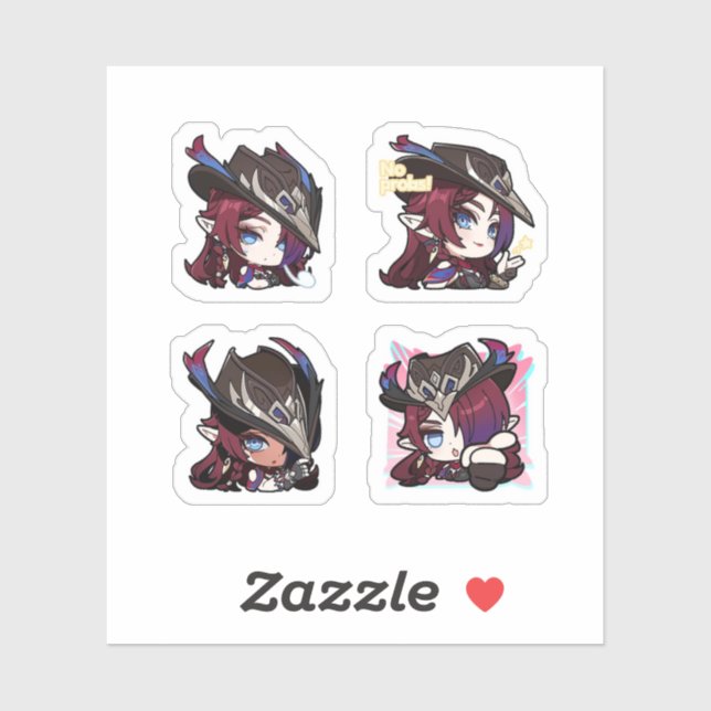 Sticker Feuille d'autocollants Chasca Genshin Impact 4 piè (Feuille)