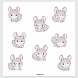 Sticker Feuille d'autocollants Chinchilla mignonne