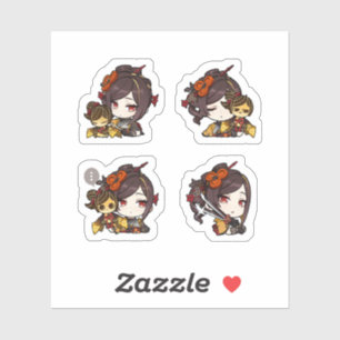 Sticker Feuille d'autocollants Chiori Genshin Impact 4 piè
