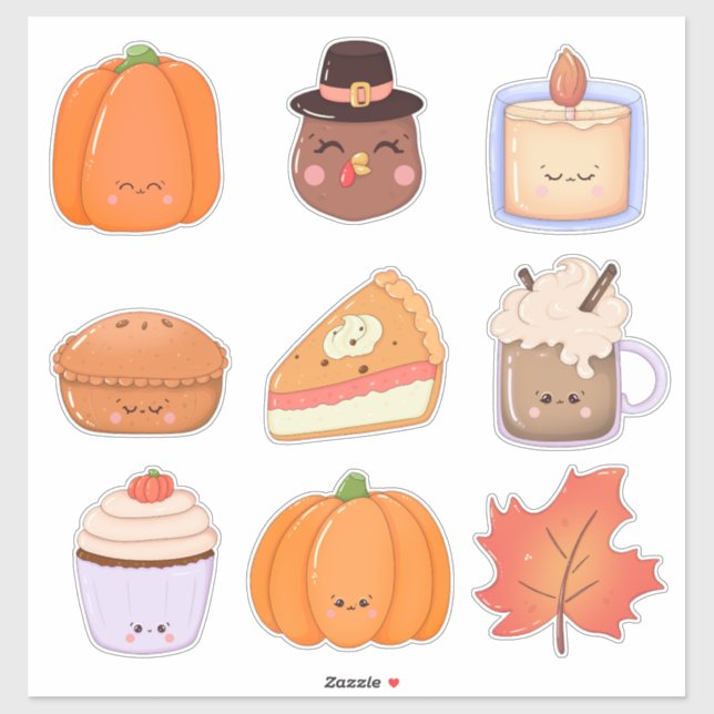 Sticker Feuille d'autocollants cliparts de Thanksgiving (Feuille)
