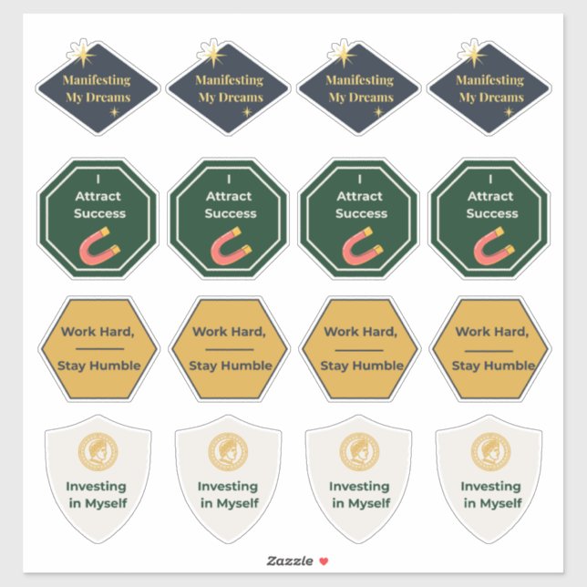 Sticker Feuille d'autocollants d'affirmation d'abondance e (Feuille)
