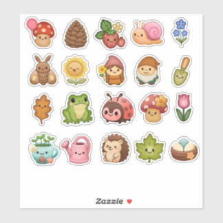 Sticker Feuille d'autocollants d'amis de jardin fantaisist