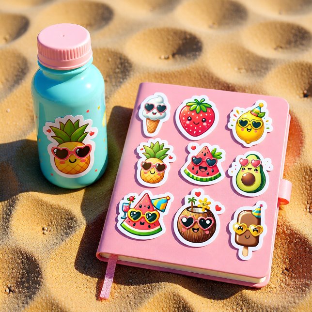 Sticker Feuille d'autocollants de 9 aliments de style kawa (Créateur téléchargé)
