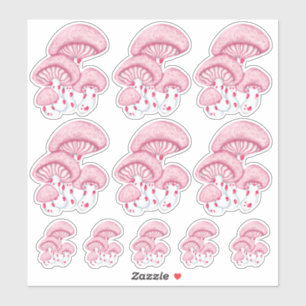 Sticker Feuille d'autocollants de champignons roses Rhodot