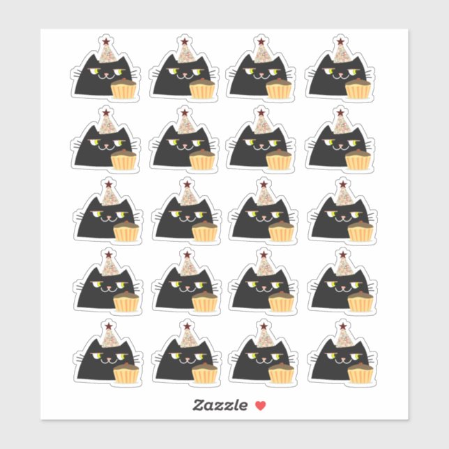 Sticker Feuille d'autocollants de chat d'anniversaire 20 f (Feuille)