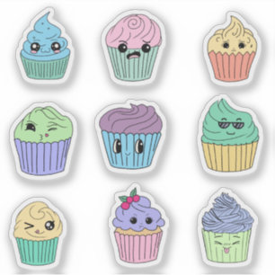 Sticker Feuille d'autocollants de cupcake Kawaii Mignon