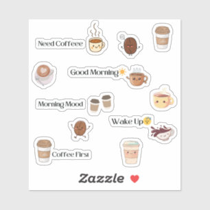 Sticker Feuille d'autocollants de humeur de café mignonne