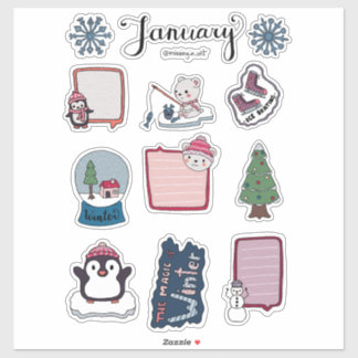 Sticker Feuille d'autocollants de janvier – Ours douillets
