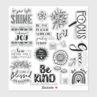 Sticker Feuille d'autocollants de journal de Bible Foi Joi