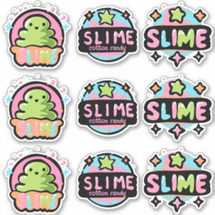 Sticker Feuille d'autocollants de logos de slime colorés
