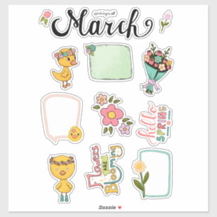 Sticker Feuille d'autocollants de mars – Réveil printanier