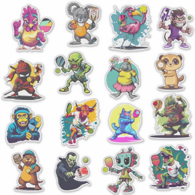 Sticker Feuille d'autocollants de pickleball (Devant)