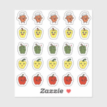 Feuille d'autocollants de poivron mignon Kawaii