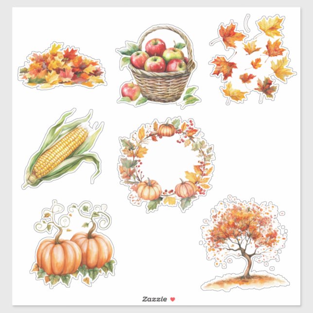 Sticker Feuille d'autocollants d'éléments d'automne (Feuille)