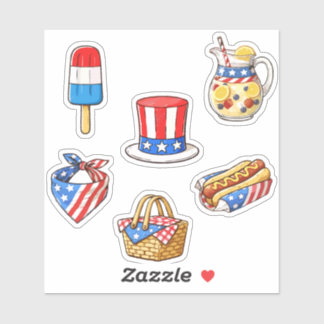 Sticker Feuille d'autocollants doodle patriotiques vintage