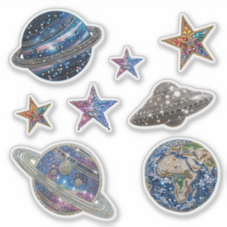 Sticker Feuille d'autocollants en diamant de galaxie scint