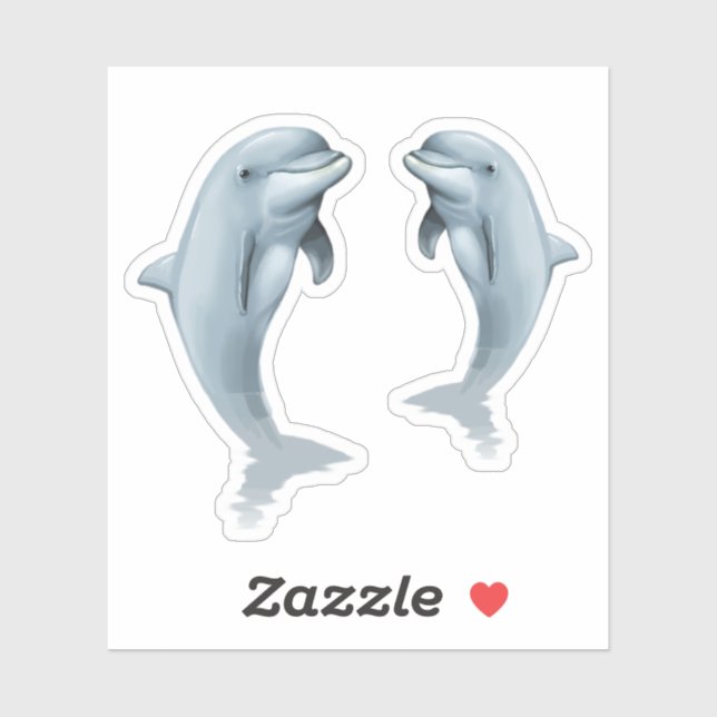 Sticker Feuille d'autocollants en forme de deux dauphins d (Feuille)
