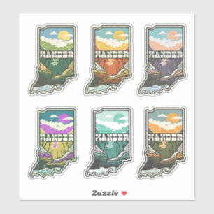 Sticker Feuille d'autocollants en vinyle de Wander Indiana