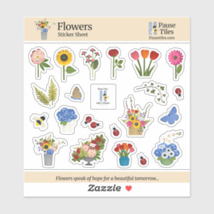 Sticker Feuille d'autocollants Fleurs