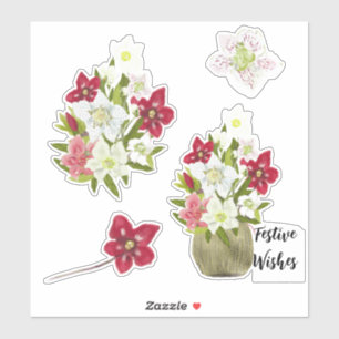 Sticker Feuille d'autocollants floraux d'anémone peints fe