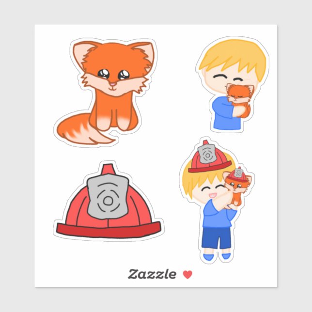 Sticker Feuille d'autocollants - Fox pompier (Feuille)