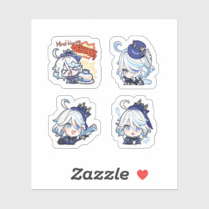 Sticker Feuille d'autocollants Furina Genshin Impact 4 Pac