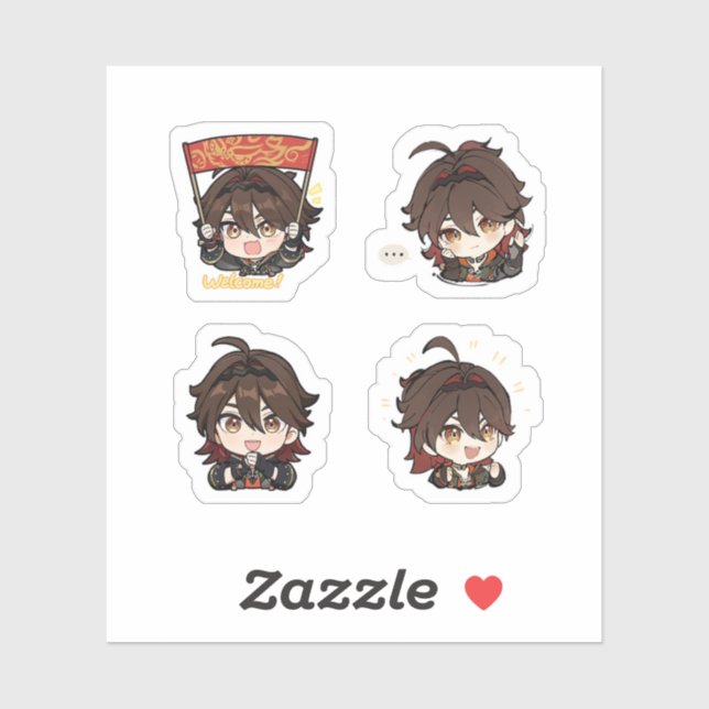 Sticker Feuille d'autocollants Gaming Genshin Impact 4 Pac (Feuille)