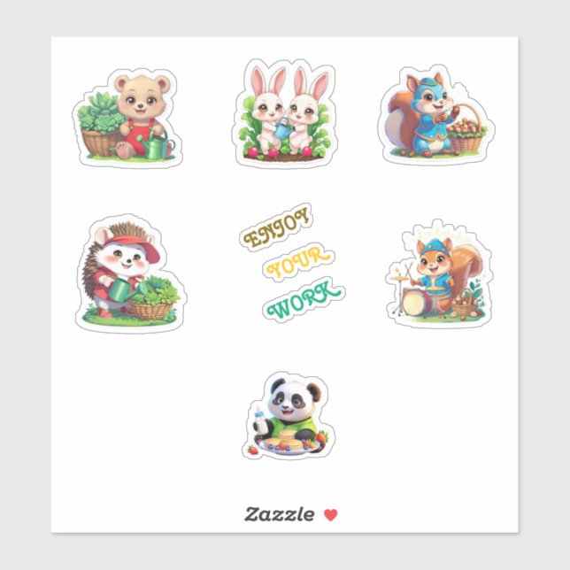 Sticker Feuille d'autocollants imprimables d'animaux de ja (Feuille)