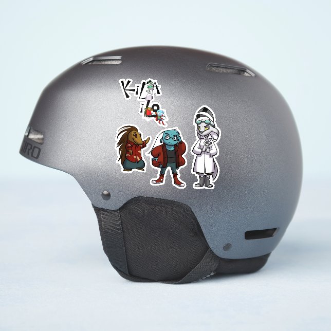 Sticker Feuille d'autocollants KiLA iLO Main Three + Logo (Côté casque)