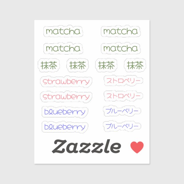 Sticker Feuille d'autocollants Matcha | Matcha Fraise Myrt (Feuille)