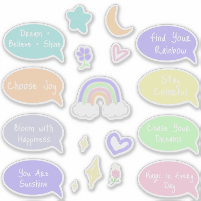 Sticker Feuille d'autocollants Pastel Rainbow Dreams (Devant)