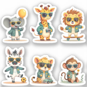 Sticker Feuille d'autocollants pour bébés Safari - Kawaii