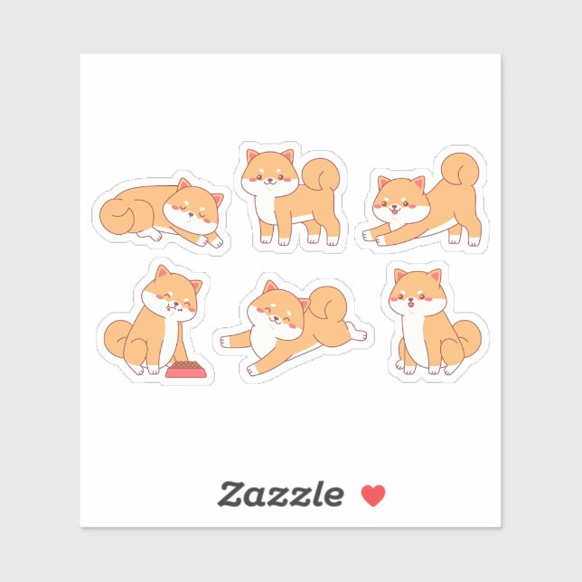 Sticker feuille d'autocollants shiba inu (Feuille)