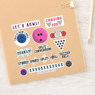 Sticker Feuille d'autocollants sur le thème du bowling