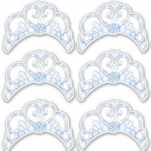 Sticker Feuille d'autocollants Tiara bleu et argent
