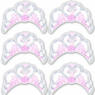 Sticker Feuille d'autocollants Tiara rose et argent