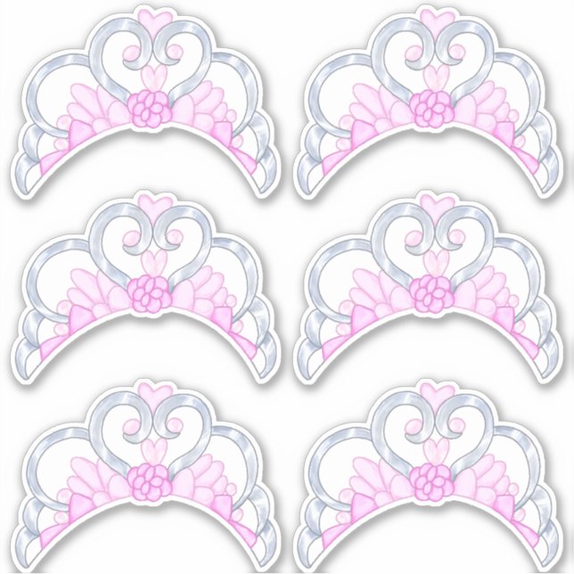 Sticker Feuille d'autocollants Tiara rose et argent (Devant)