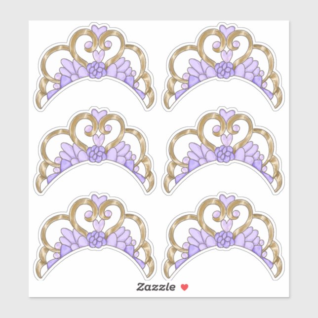 Sticker Feuille d'autocollants Tiara violet et or (Feuille)